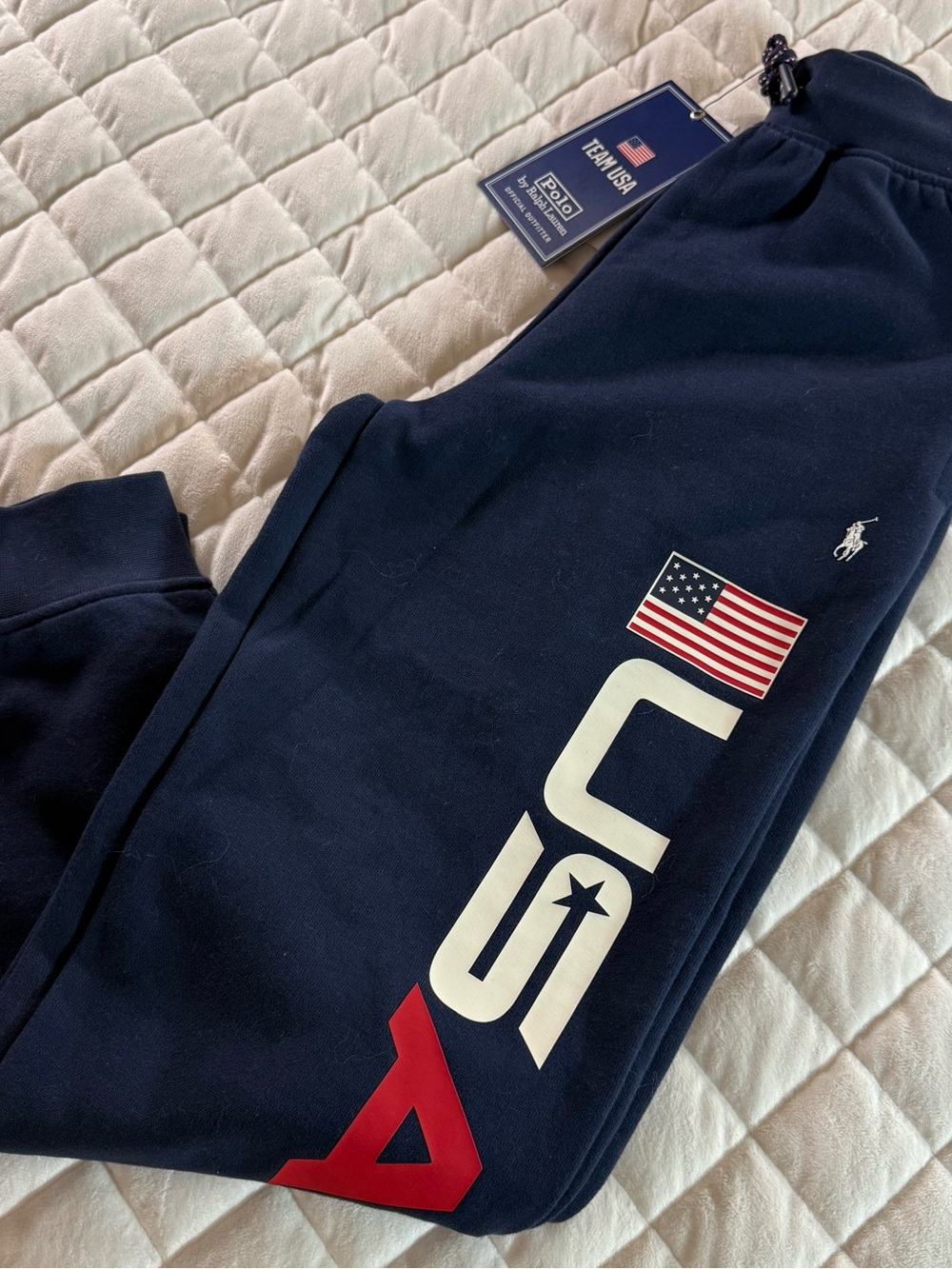 NWT Polo Ralph Lauren Team USA Olympic Fleece Jogger Pants Navy Blue Size S (8)